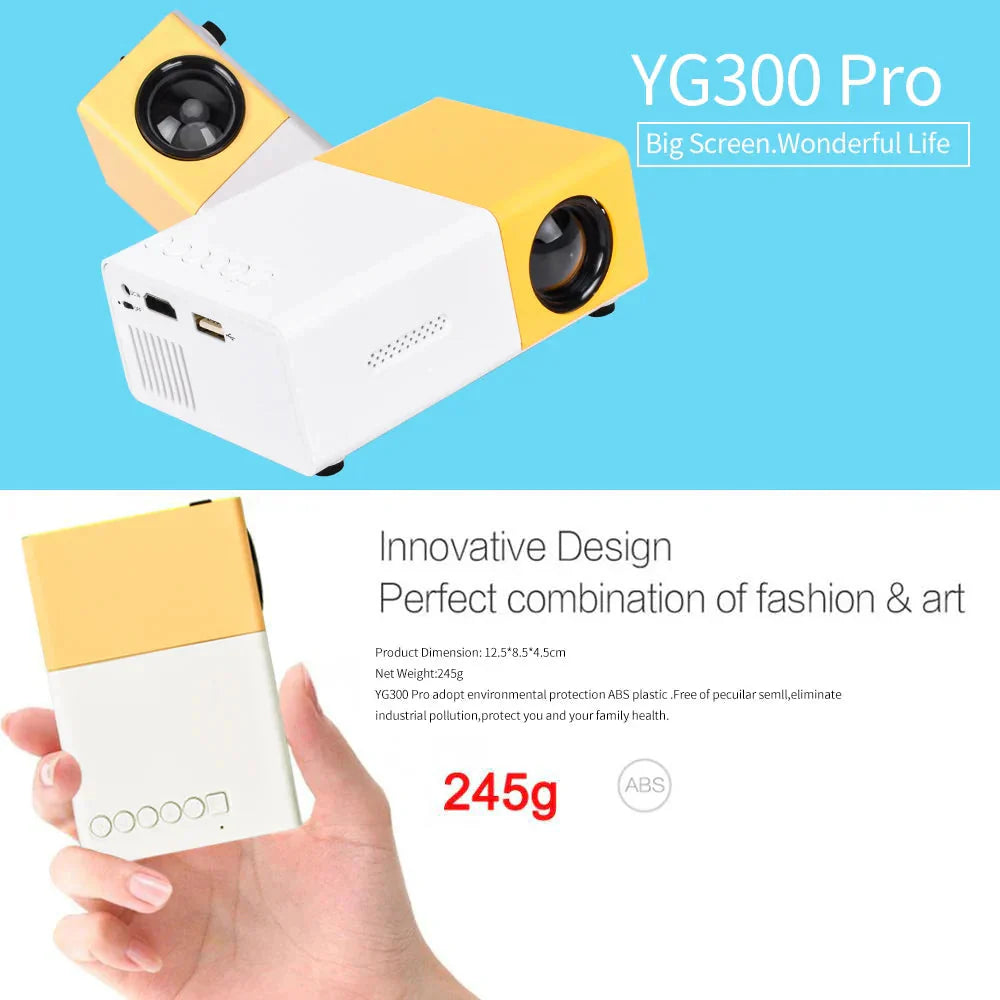 Mini Projector – 1080P Full HD Support, Portable LED Projector, 4K Vid ...